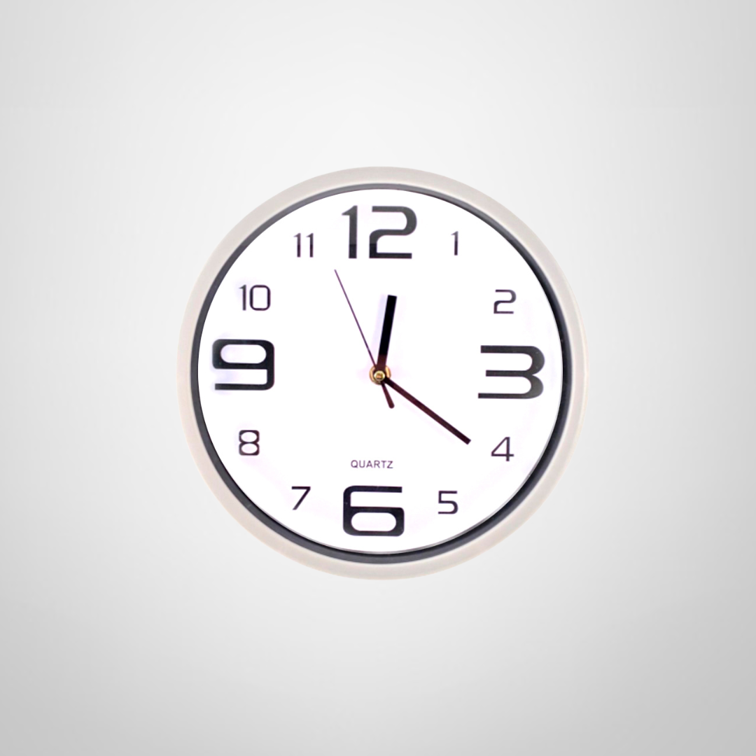 Reloj de Pared c/Borde Blanco a Pila 25cm