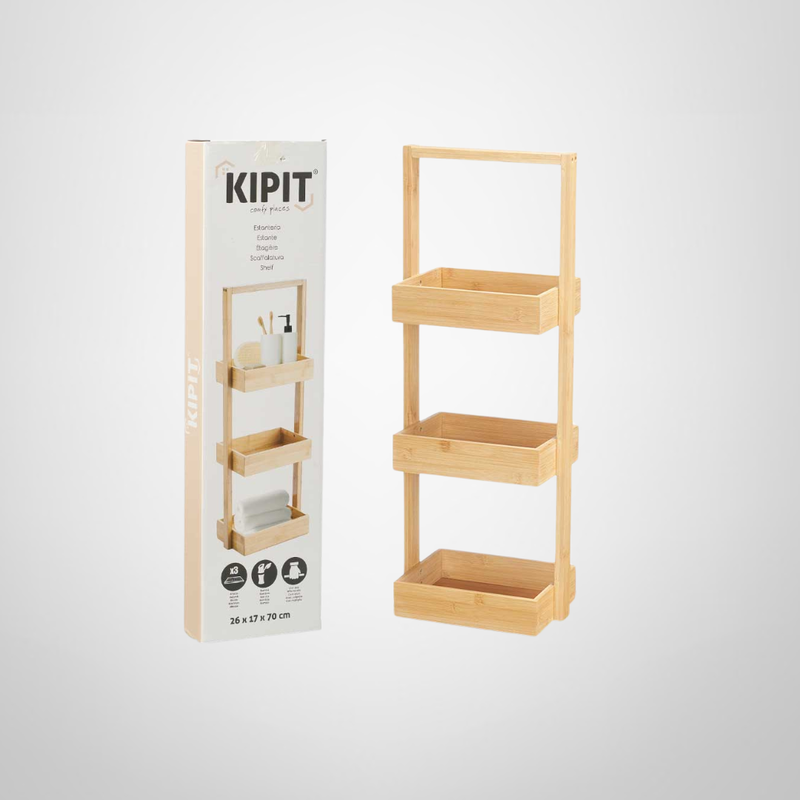 Estantería de Madera de Bambú 3 Estantes C/Asa 17x26x70cm    KIPIT