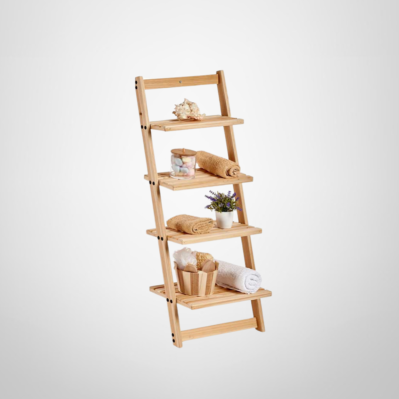 Escalera de Madera de Bambú 4 Estantes 27,5x41,5x98cm KIPIT
