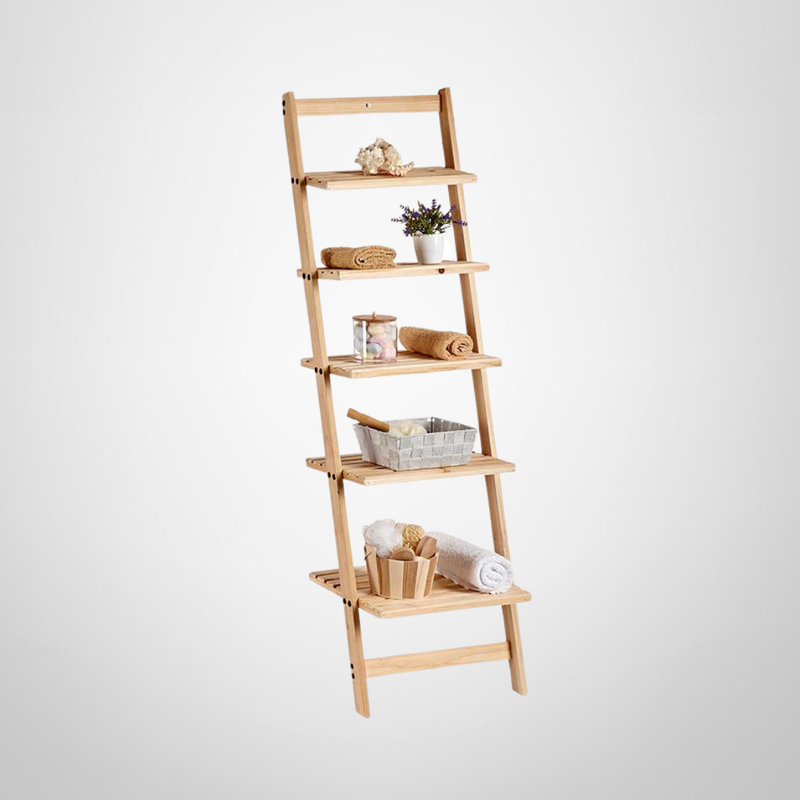 Escalera de Madera de Bambú 5 Estantes 29,2x41x132cm KIPIT