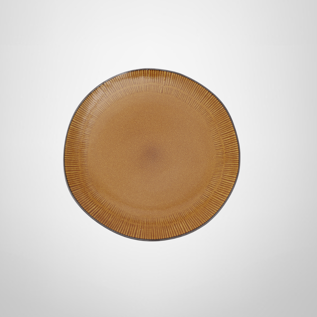 Plato de Cerámica Marrón c/Lineas 25cm