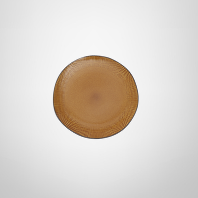 Plato de Postre de Cerámica Marrón c/Líneas 21cm