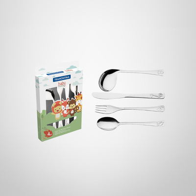 Juego de Cubiertos de Acero Inox. 4 Piezas p/Niños TRAMONTINA