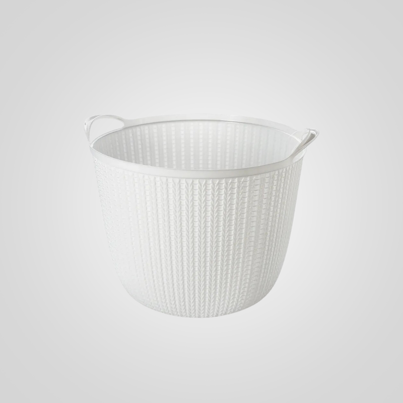 Cesta Redonda con Asas 26 litros PLASÚTIL “Trama” (Blanco)