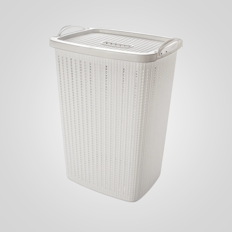 Cesta de Ropa con Tapa 40 litros PLASÚTIL “Trama” (Blanco)