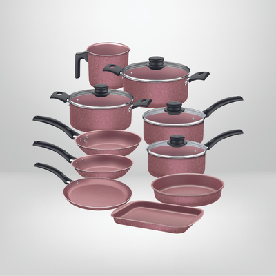 Batería de Cocina Antiadherente 14 Piezas Rosa TRAMONTINA &quot;Turím&quot;