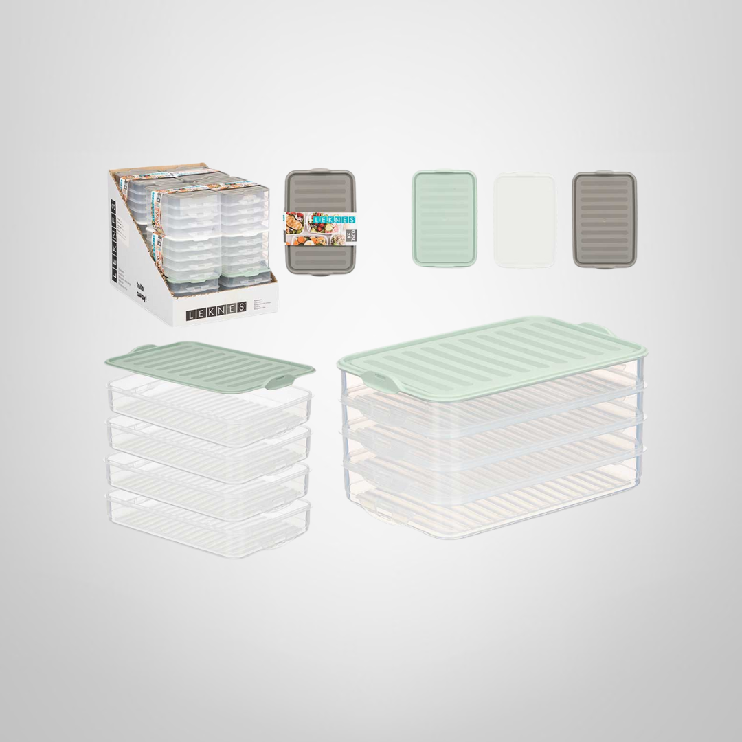 Recipiente de Plastico c/Tapa 4 Niveles 750ml 15,5x23x12,5cm