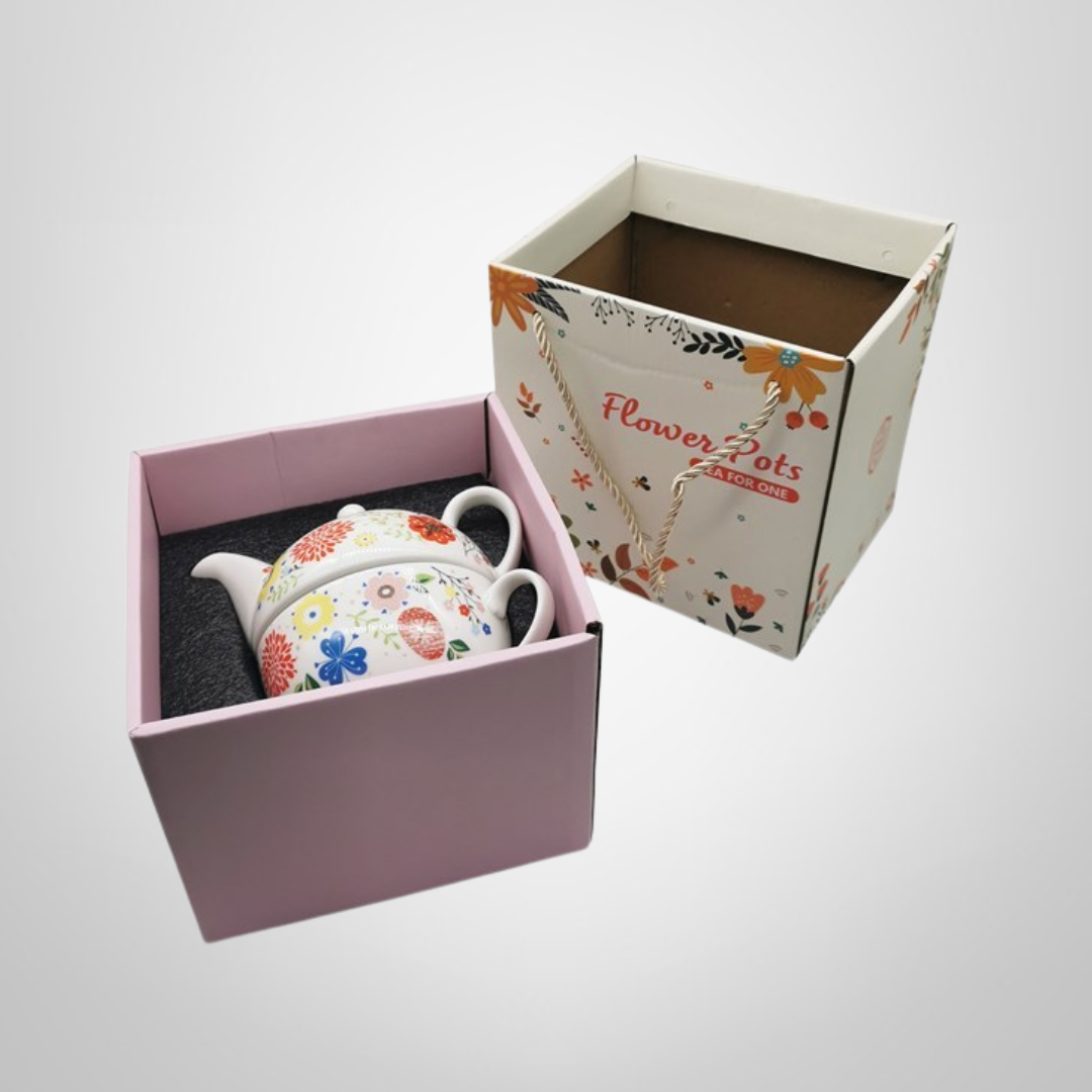 Tetera y Taza de Ceramica en Caja de Regalo 11x11cm