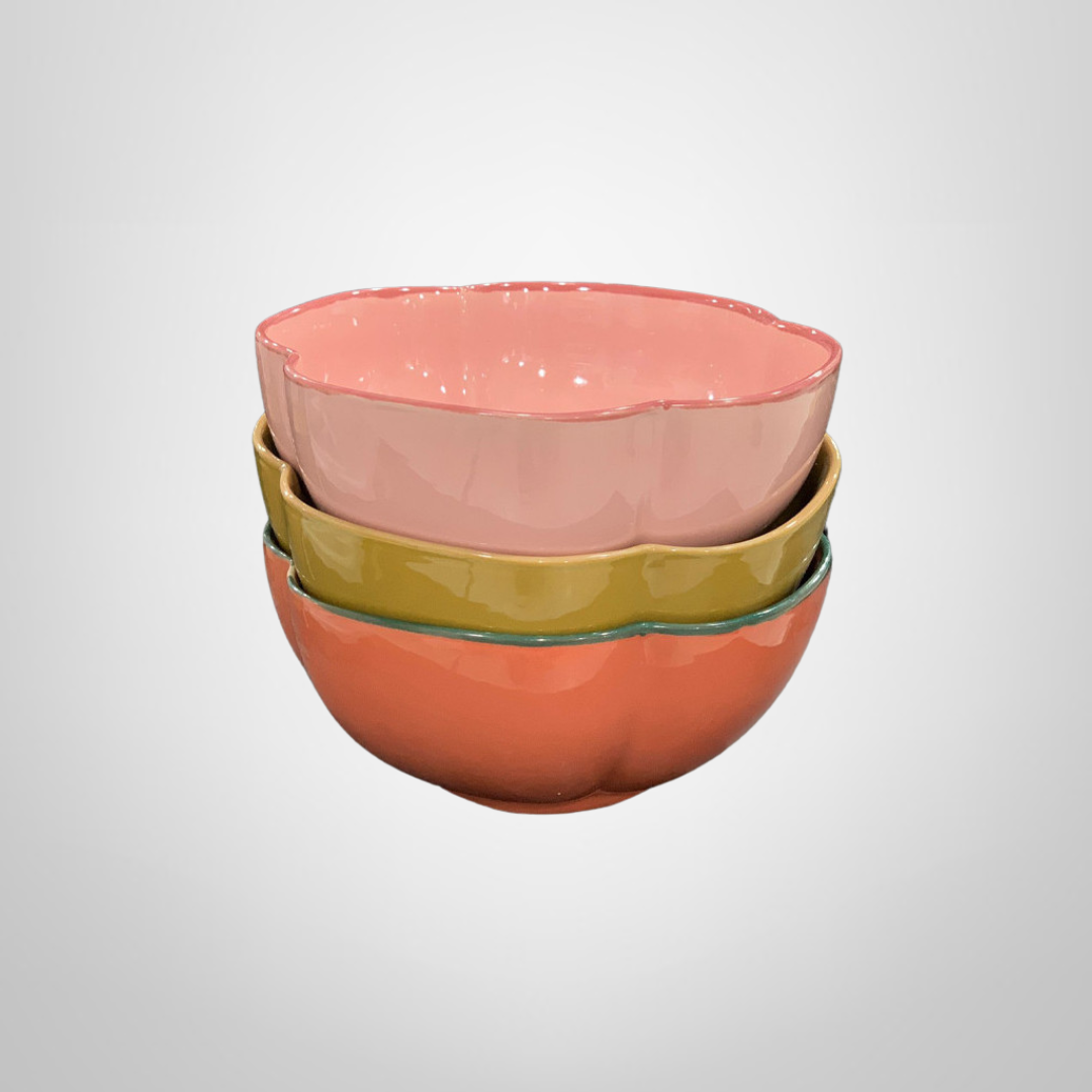 Bowl de Ceramica Colores Surtidos con Forma de Flor  19x8,8cm