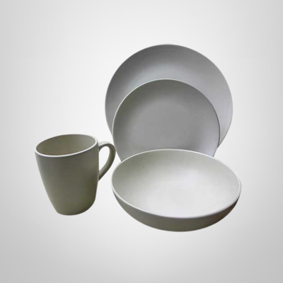 Juego de Vajilla 16 Piezas de Ceramica Crema Mate