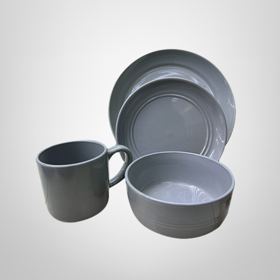 Juego de Vajilla 16 Piezas de Ceramica Gris