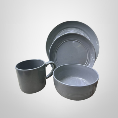 Juego de Vajilla 16 Piezas de Ceramica Gris