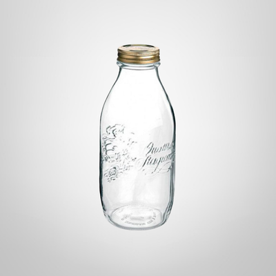 Botella de Vidrio Tapa Rosca de Metal Dorada 1 Litro