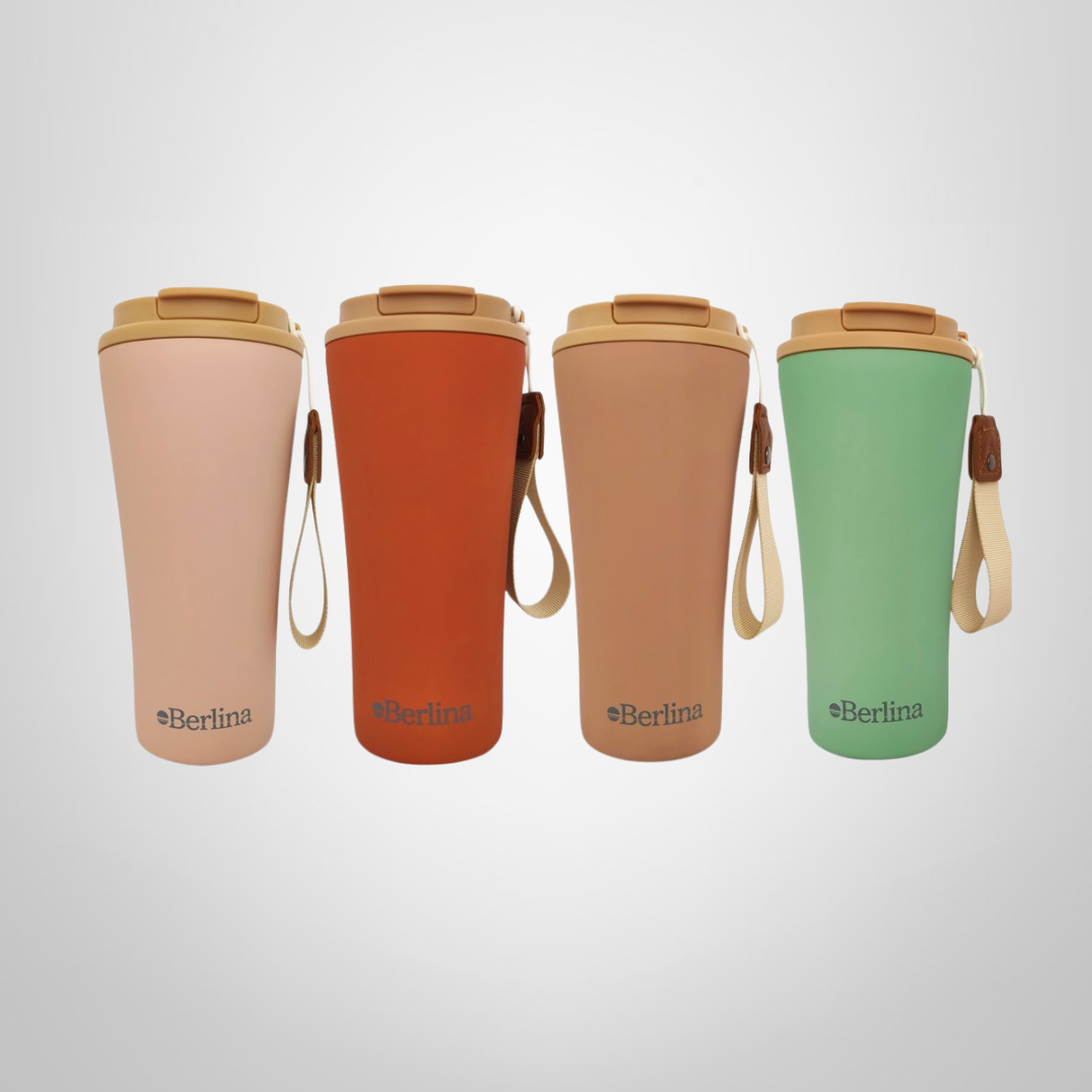 Vaso/Mug Termico 480ml Doble Pared c/Tapa y Correa