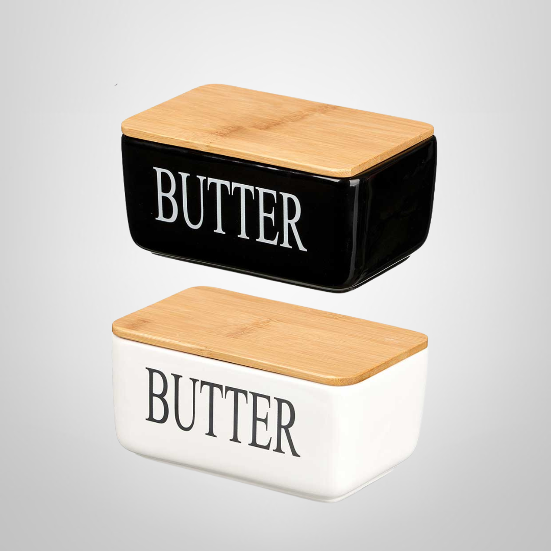 Mantequera de Ceramica c/Tapa de Bambu Hermetica &quot;Butter&quot; KINVARA