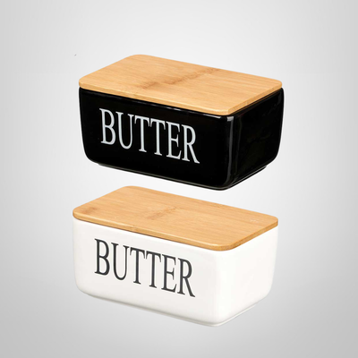 Mantequera de Ceramica c/Tapa de Bambu Hermetica &quot;Butter&quot; KINVARA