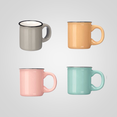 Set x6 tazas de porcelana + soporte 100ml