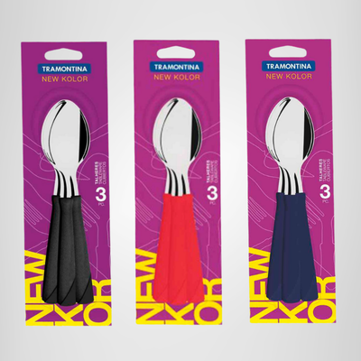 Juego de Cucharas de Mesa x3 New Kolor Negro TRAMONTINA