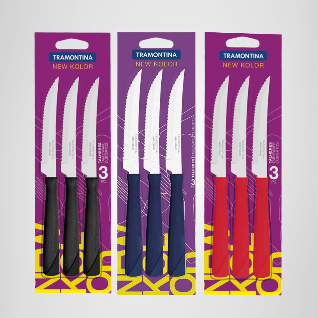 Juego de Cuchillos de Mesa x3 New Kolor TRAMONTINA