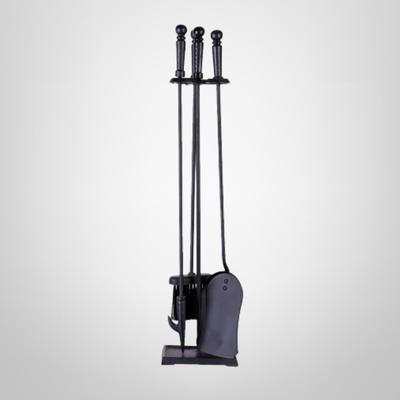 Juego Atizador 5 Piezas Negro Base Rectangular KASSEL