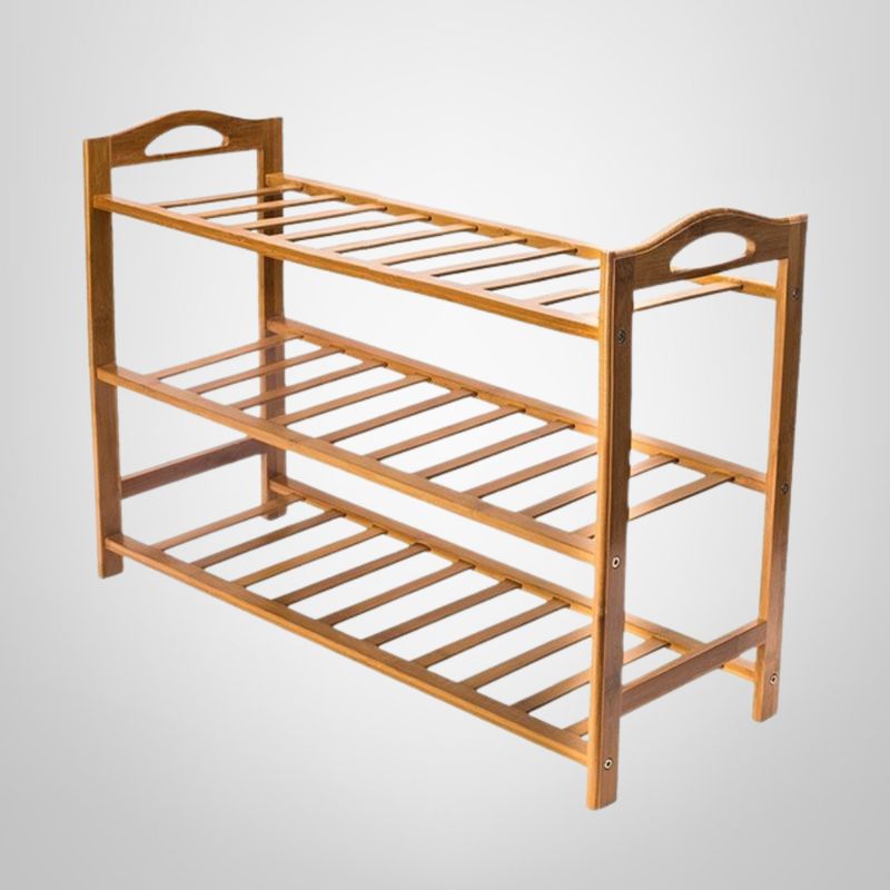 Zapatero de Madera de Bambú 3 Estantes 68x51x23cm
