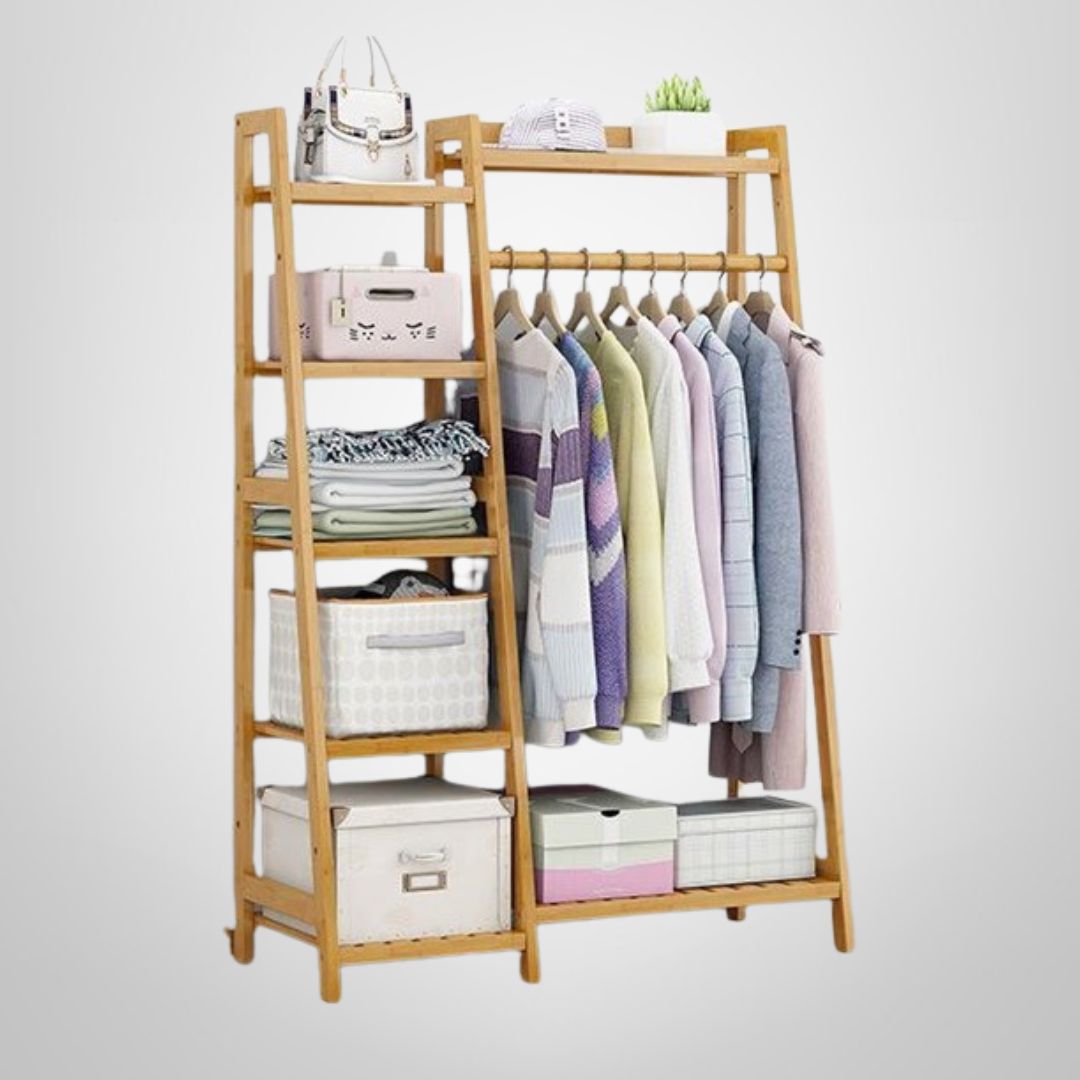 Mueble Perchero de Bambú c/Zapatera y Estantería 87x144x36cm