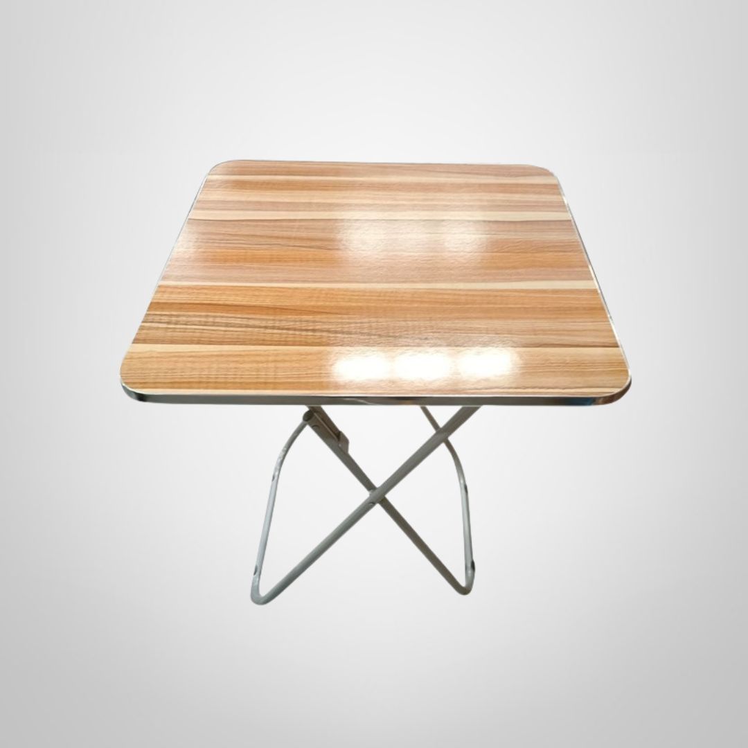 Mesa Plegable Cuadrada de Hierro y Madera 60x60x70cm