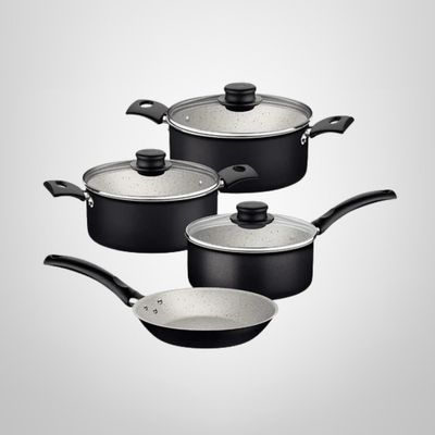 Juego de Ollas de Cocina Antiadherente 7 Piezas &quot;Turím&quot; Negra TRAMONTINA