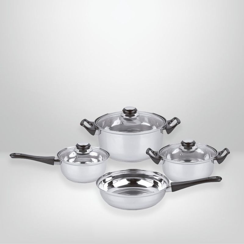 Juego de Ollas de Cocina 7 piezas Acero Inoxidable &quot;Milen&quot; CUORI