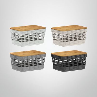 Cesta Organizadora con Tapa de Bambú 2,5 litros OU &quot;Grid&quot;