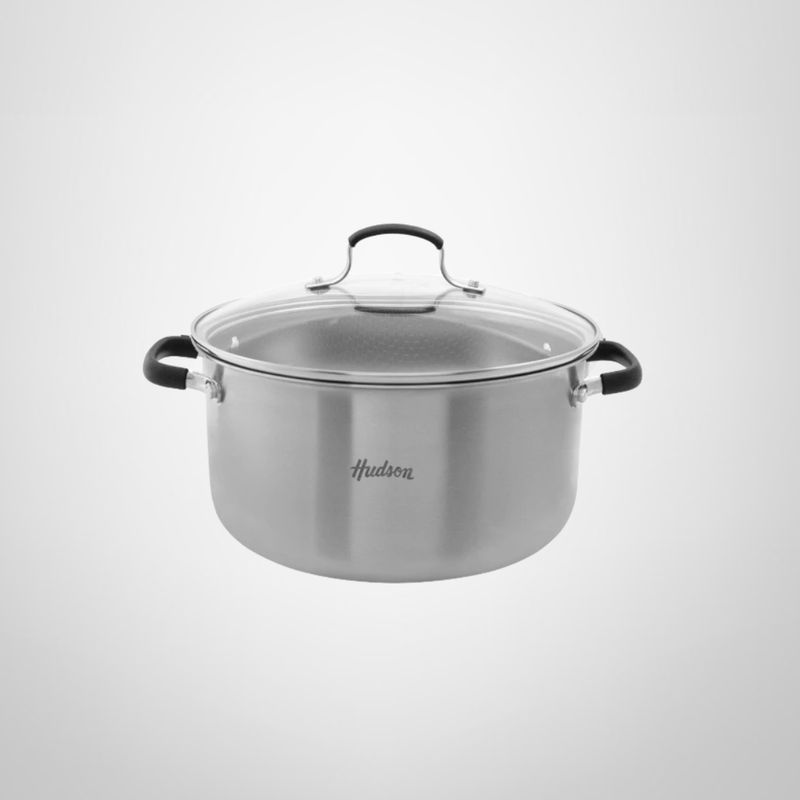 Cacerola de Acero Inoxidable de 26cm c/Antiadherente  y Asas de Silicona HUDSON