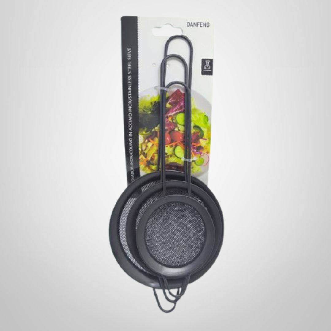 Set Coladores x3 de Acero Inox. Negros