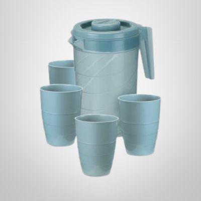 Jarra de Plástico c/ 4 Vasos (Varios Colores)
