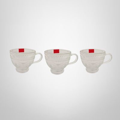 Set x3 Tazas de Vidrio Labradas &quot;Maya&quot; 11x9cm