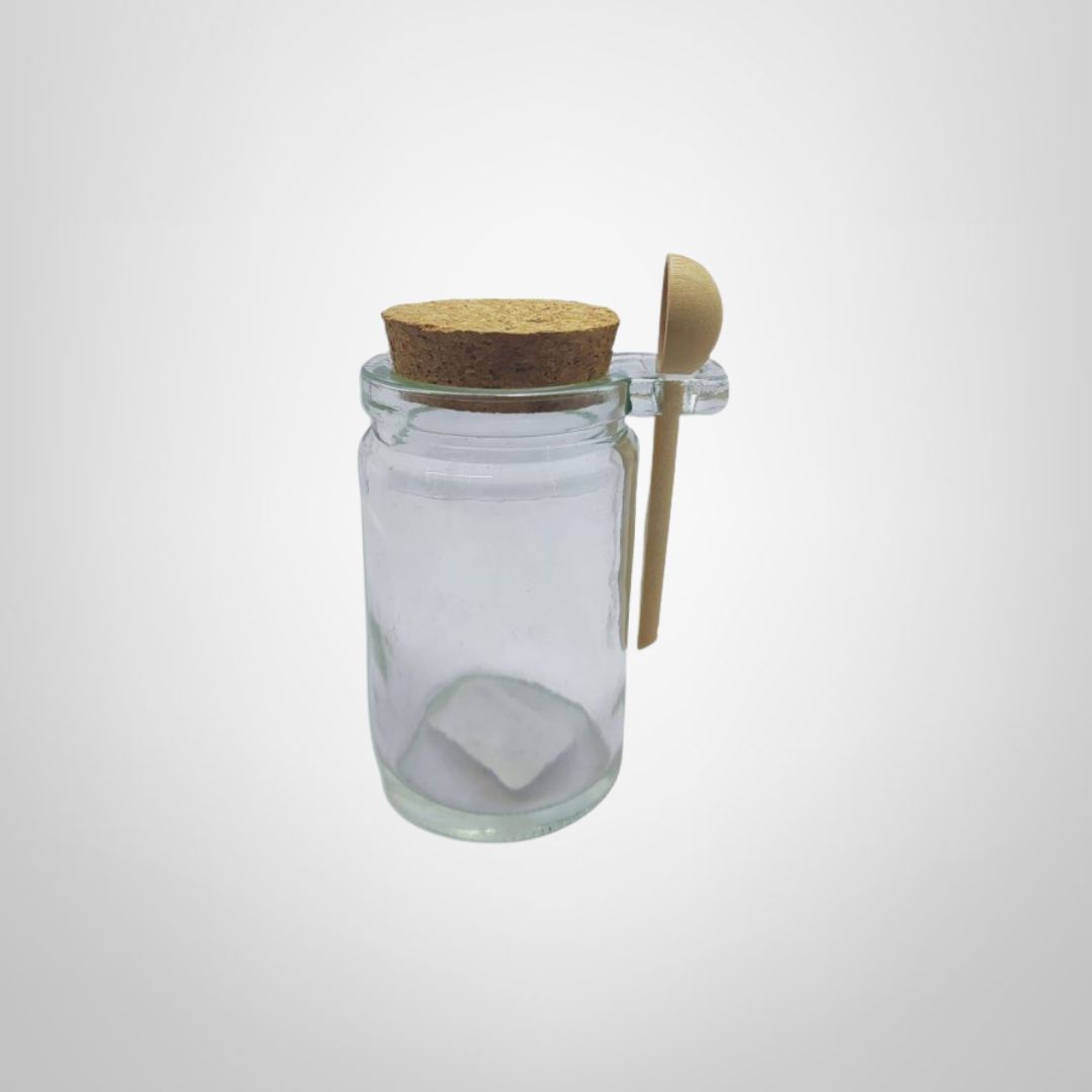 Condimentero de Vidrio c/Tapa Corcho y Cuchara 100ml 10×5,5cm