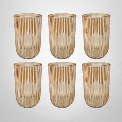 Juego Vasos de Vidrio Labrados Gold x6