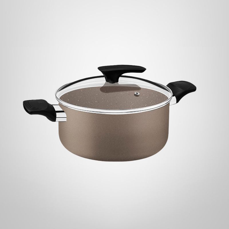 Cacerola c/Asas 24cm 4,9 Litros Antiadherente "Milazzo" Almendra TRAMONTINA