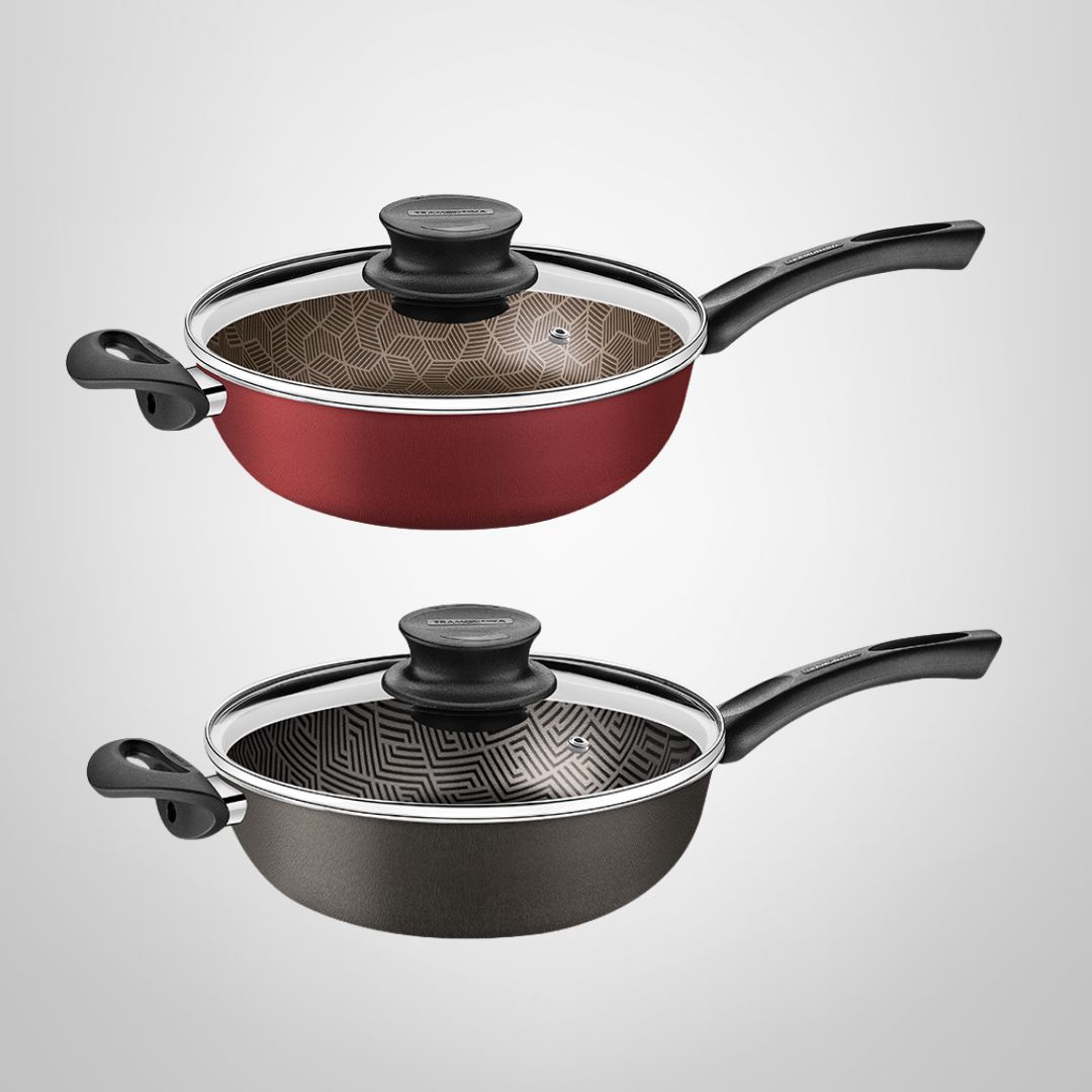 Wok c/Tapa, Mango y Asa de 26cm Antiadherente &quot;Paris&quot; TRAMONTINA