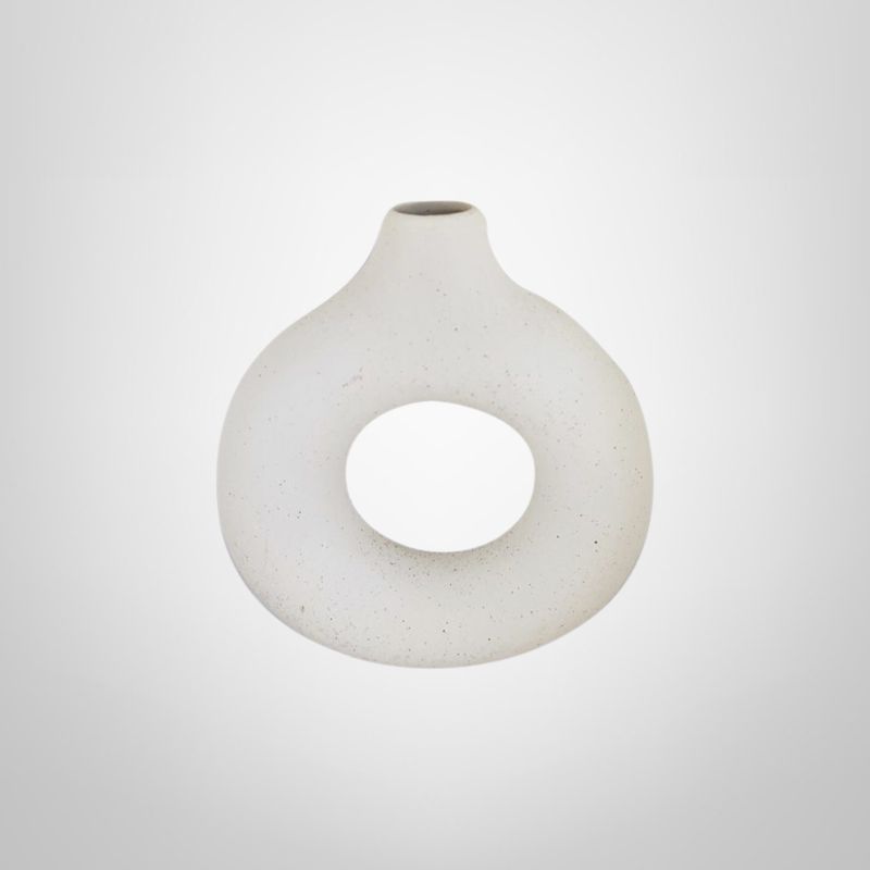 Florero de Cerámica Blanco &quot;Donut&quot; 13,5x14cm