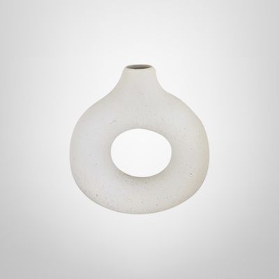 Florero de Cerámica Blanco &quot;Donut&quot; 13,5x14cm