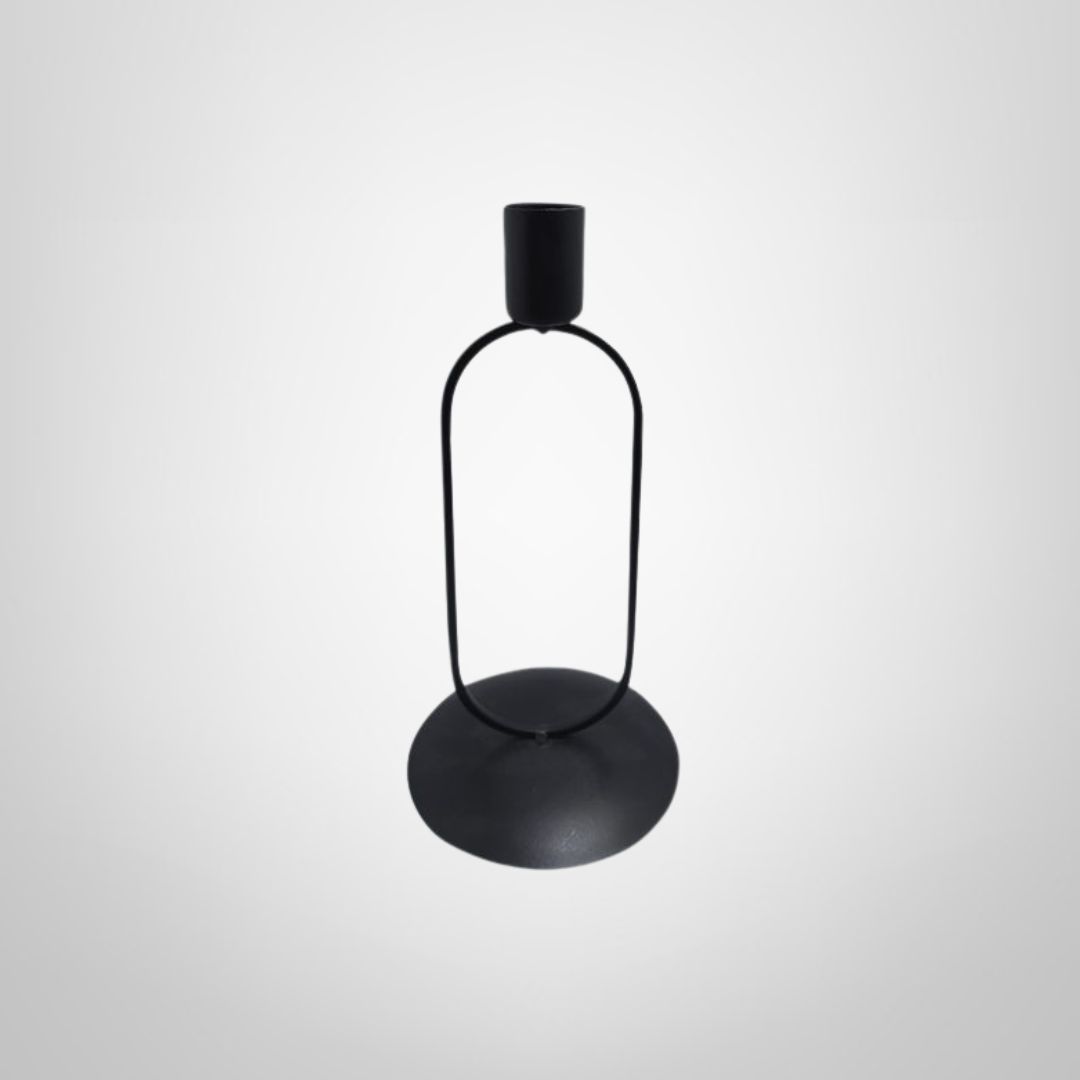 Candelabro de Metal Negro Oval 9x18cm