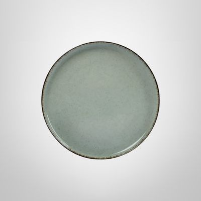 Plato de Cerámica Verde Opaco c/Borde Marrón 21cm