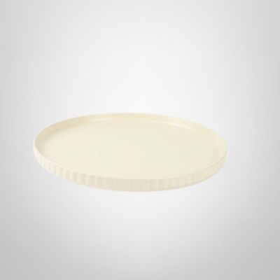 Plato de Cerámica Crema c/Borde Lineas 20cm