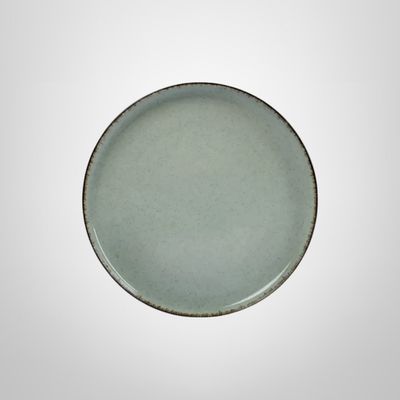Plato de Cerámica Verde Opaco c/Borde Marrón 26cm