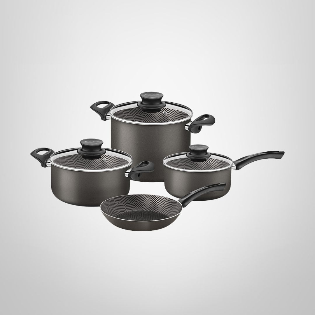 Juego de Ollas de Cocina 7 piezas Antiadherente Negro &quot;Paris&quot; TRAMONTINA