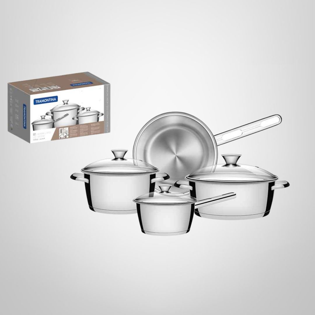 Juego de Ollas de Cocina 7 Piezas  de Acero Inoxidable &quot;Allegra&quot; TRAMONTINA