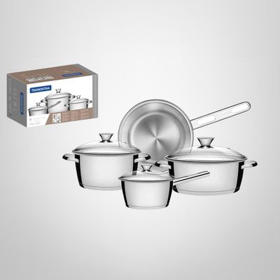 Juego de Ollas de Cocina 7 Piezas  de Acero Inoxidable &quot;Allegra&quot; TRAMONTINA