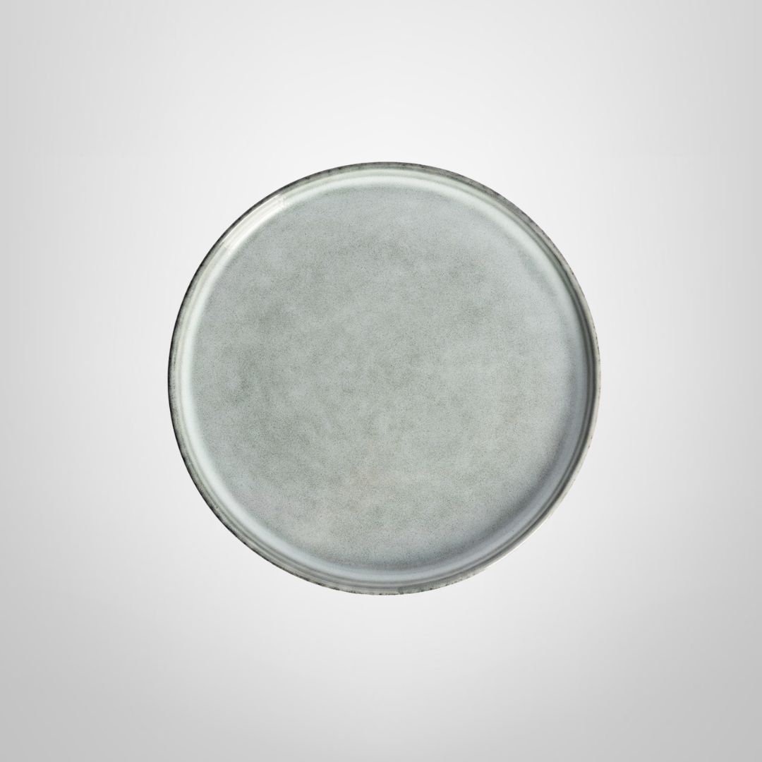 Plato de Cerámica Gris c/Borde Lineas 25cm