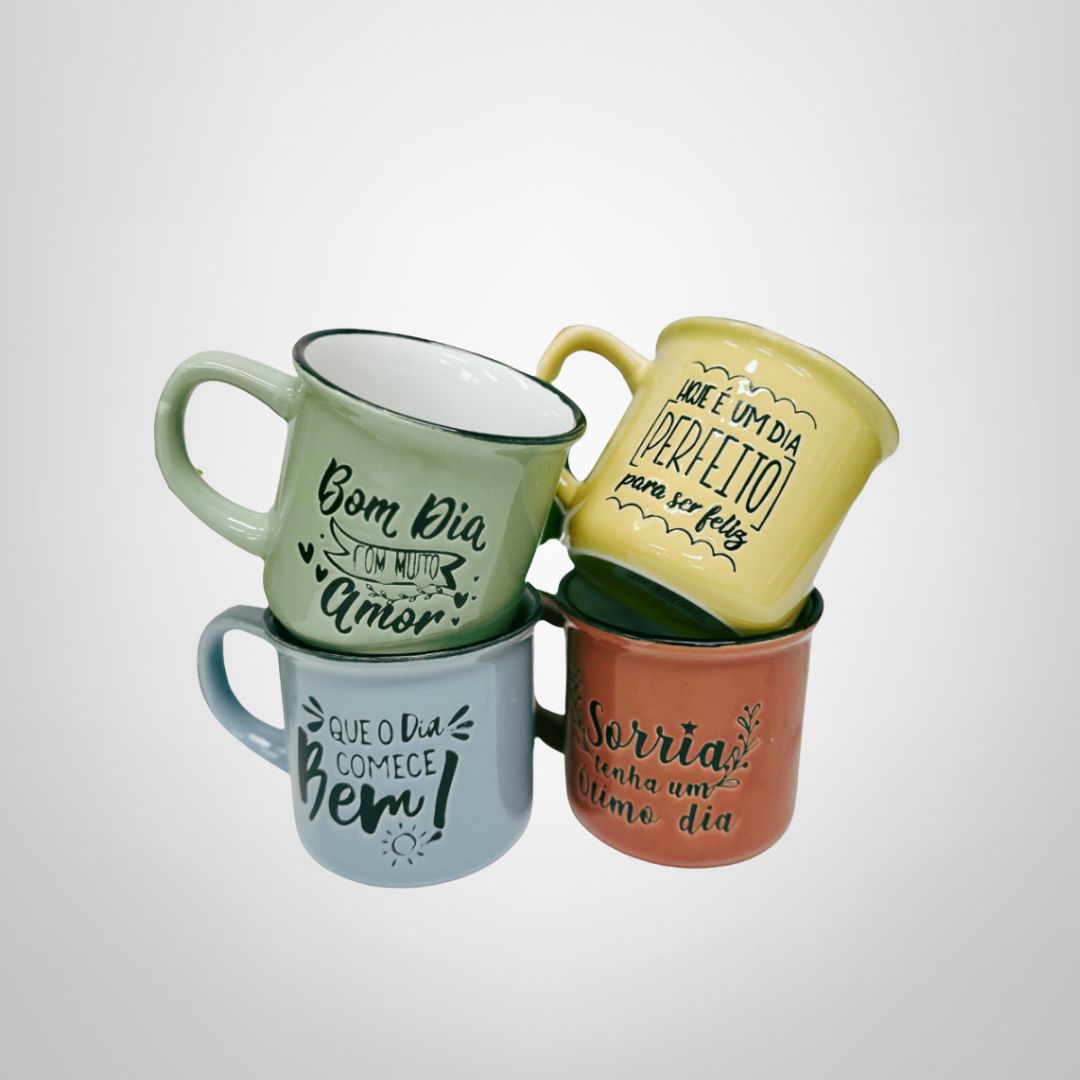 Taza de Cerámica &quot;Mensajes&quot; 320ml Colores Surtidos