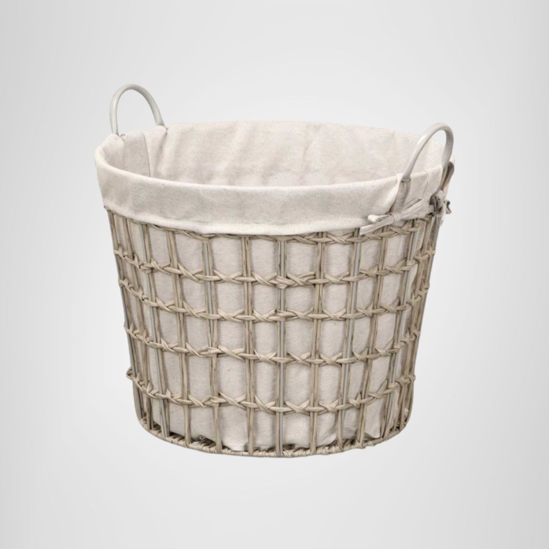 Cesto redondo con asas grises